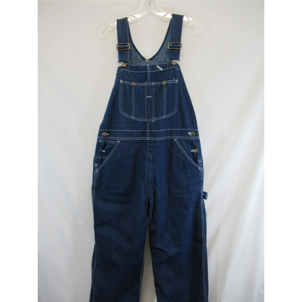 Vintage Sears Roebucks Denim Bib Overalls 36x30 USA Union Made Label Blue